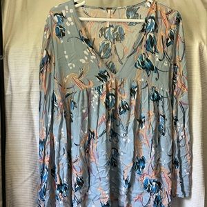 Blue floral flows free people blouse
